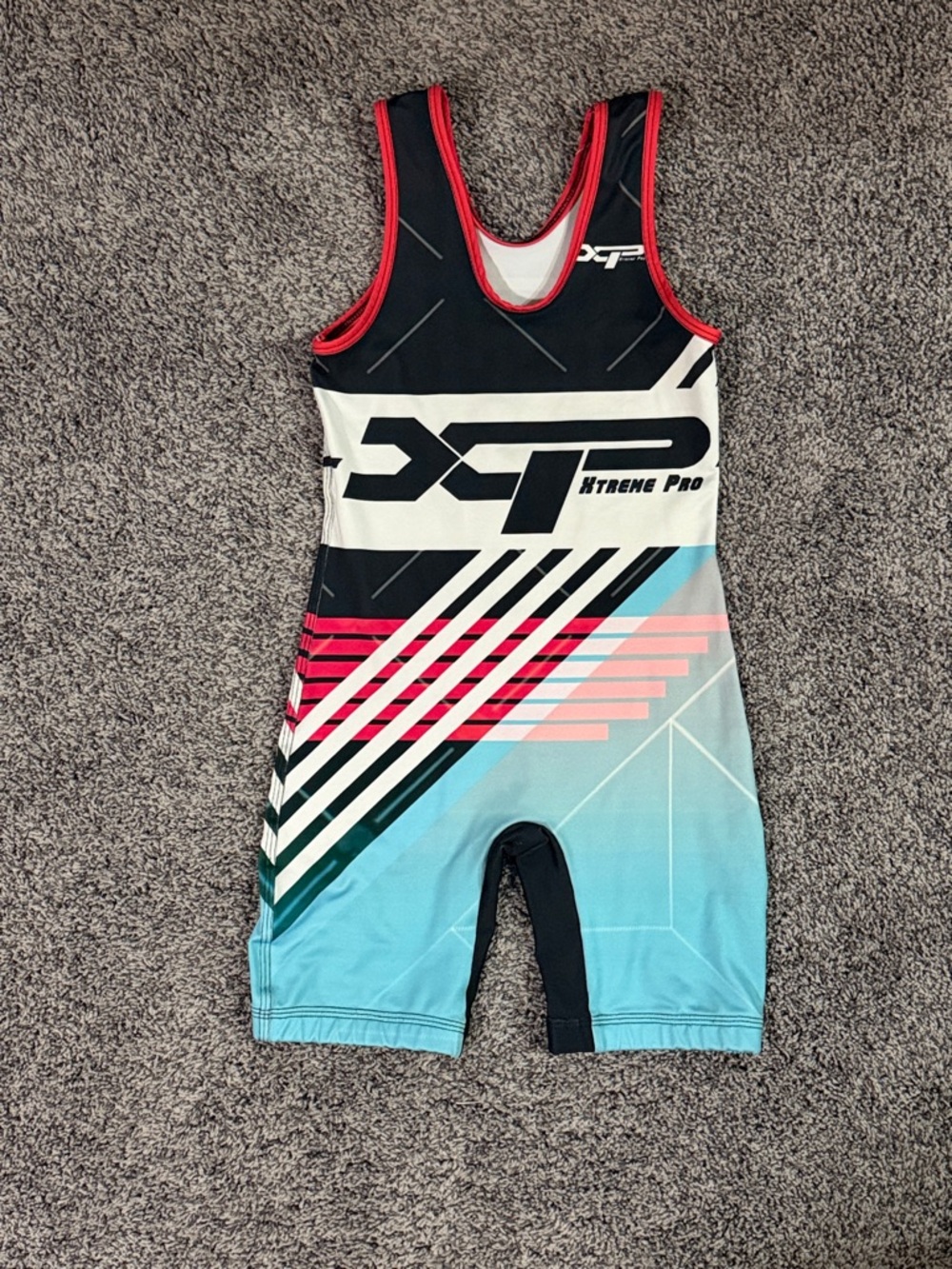 Youth XP Blue & Black Singlet Wrestling Suit by